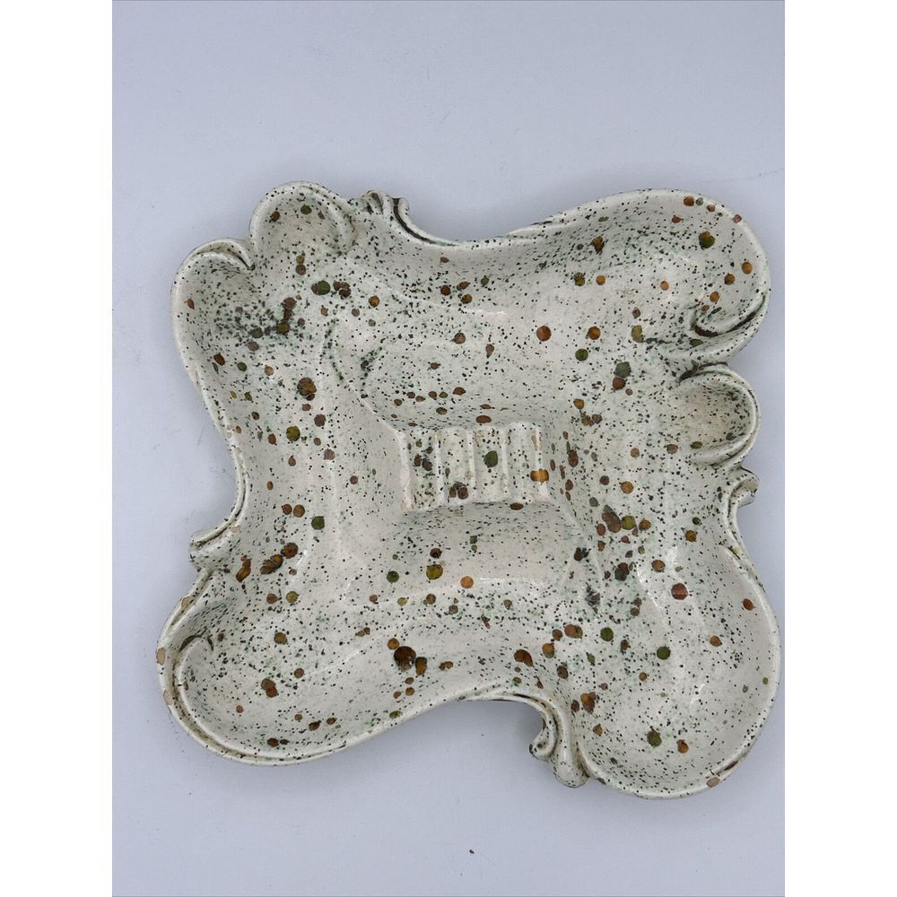 Vintage Arnels Pottery‎ Ashtray Ceramic Multicolored Design 80s Holder 8x8x1"